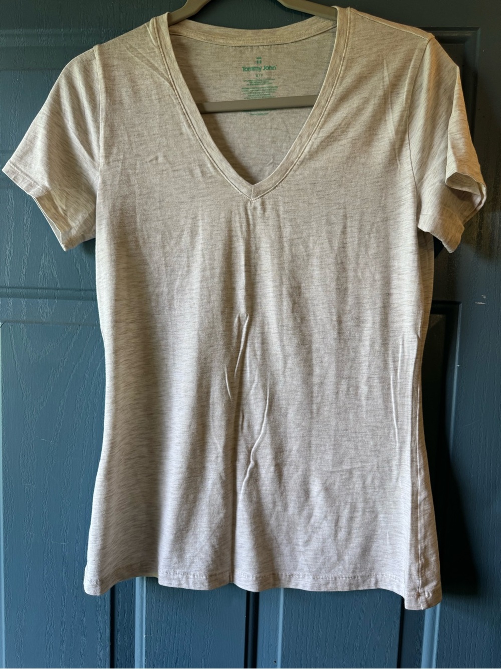 Tommy John Light cream V-Neck Tee with Neutral Leopard Pajama Pants - Picture 2 of 5